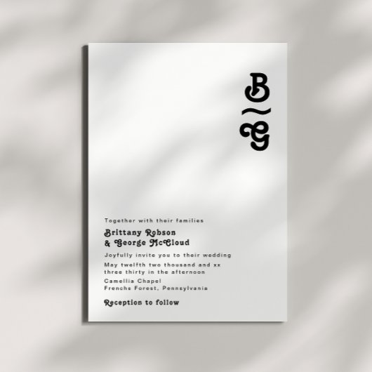 モダンレトロレタリングモノグラ結婚ムズ 招待状