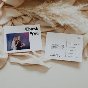 モダンレトロレタリング写真結婚s Thank You Pos ポストカード