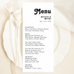 モダンレトロレタリング結婚ディナーメニュー メニュー<br><div class="desc">このレトロモダンレタリングのディナー結婚メニューは、あなたユニークのトレンディーのヴィンテージボヘミアンの夏に最適結婚である。レタリングは黒スタイリッシュ、シックな70のボホフォントのこのデザインのクラシックは与え、溝深いヒッピーのバイブミニマルスである。独自のグラフィックや写真もしを追加すカスタマイズる。製品の感じデザインに関しては、お気軽にお問い合わせ下さい。喜んで救済い!</div>