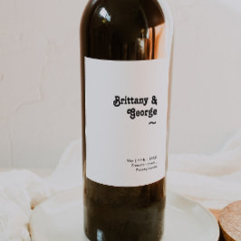 モダンレトロレタリング結婚ワインラベル ワインラベル