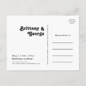 モダンレトロレタリング Save Our Date フォト インビテーションポストカード (裏面)