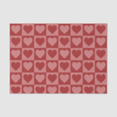 モダンレトロレッドとピンクのミニマルハートパターン 薄葉紙 (正面)