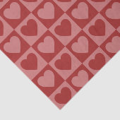 モダンレトロレッドとピンクのミニマルハートパターン 薄葉紙 (詳細)