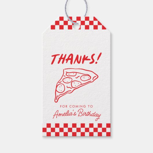 モダンレトロレッドピッイタリアンツェリアピザパーティー ギフトタグ (正面)