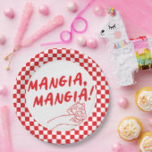 モダンレトロレッドピッイタリアンツェリアピザパーティー ペーパープレート (パーティー)