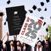 モダンレトロレッドブラックユニバーシティカレッジ 案内状