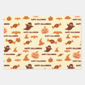 モダンレトロヴィンテージイラストレーションハッピーハローウィン ラッピングペーパーシート (正面)