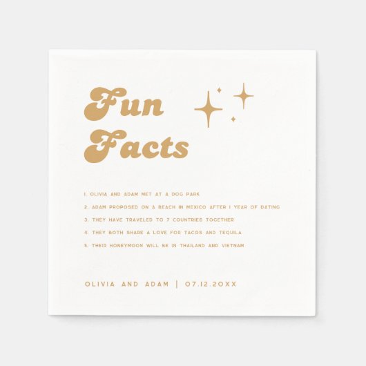 モダンレトロヴィンテージオレンジ色のおもしろいファクト結婚ズ スタンダードカクテルナプキン (正面)