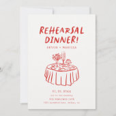 モダンレトロヴィンテージリハーサルディナー図解入りの、写真付きの 招待状 (正面)