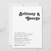 モダンレトロ伝統的結婚レタリング 招待状 (正面)