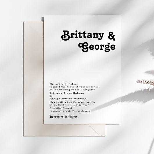 モダンレトロ伝統的結婚レタリング 招待状