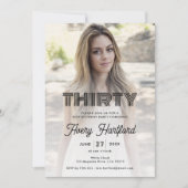 モダンレトロ写真30歳の誕生日パーティー 招待状 (正面)