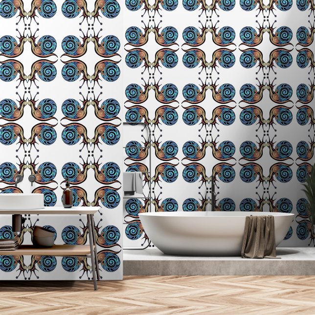 モダンレトロ効果カタツムリ 壁紙 (浴室)