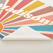 モダンレトロ名前をカスタムするおもしろいヴィンテージレインボー シェルパブランケット (3/4)