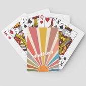 モダンレトロ名前をカスタムするおもしろいヴィンテージレインボー トランプ (裏面)