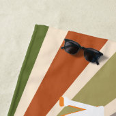 モダンレトロ名前をカスタムするおもしろいヴィンテージレインボー ビーチタオル (インサイチュ)