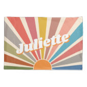 モダンレトロ名前をカスタムするおもしろいヴィンテージレインボー 枕カバー (裏面)