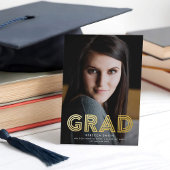 モダンレトロ型フルブリード写真実在卒業 箔招待状