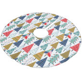 モダンレトロ幾何学的クリスマスツリーパターン ブラッシュドポリエステルツリースカート (アングル)