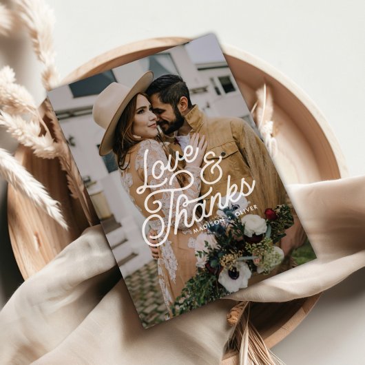 モダンレトロ愛と感謝してい写真の結婚 ポストカード