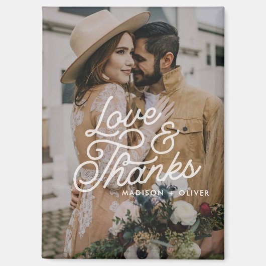 モダンレトロ愛と感謝してい写真の結婚 マグネット (正面)