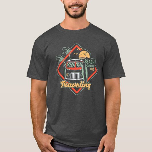 モダンレトロ旅行バス Tシャツ (正面)