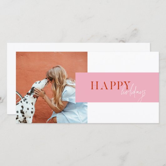 モダンレトロ明るい色のピンクオレンジ色のスクリプトドッグ シーズンカード (正面/裏面)