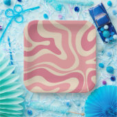 モダンレトロ液スワールツリア抽象芸術パターン ペーパープレート (パーティー)