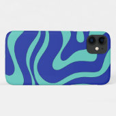 モダンレトロ液スワールファンキーブルー抽象芸術 Case-Mate iPhoneケース (裏面(横))