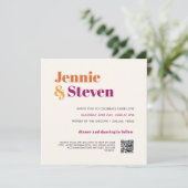 モダンレトロ紫オレンジ色QRコードすべて1つ 招待状 (スタンド正面)