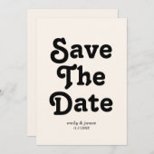 モダンレトロ結婚式の日付の保存 セーブザデート (正面/裏面)