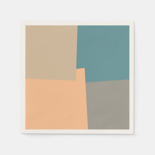 モダンレトロ色ジオメトリ スタンダードカクテルナプキン (正面)