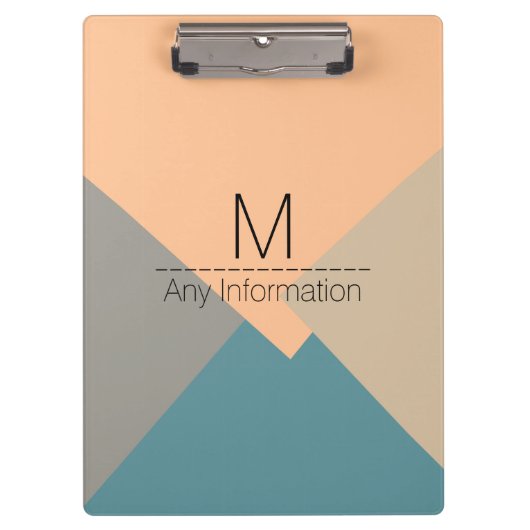 モダンレトロ色幾何学模様モノグラム クリップボード (正面)