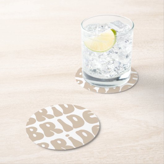 モダンレトロ花嫁 バチェロレッテパーティ ヴィンテージ ラウンドペーパーコースター (インサイチュ)