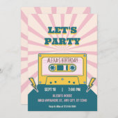 モダンレトロ誕生日 招待状 (正面/裏面)