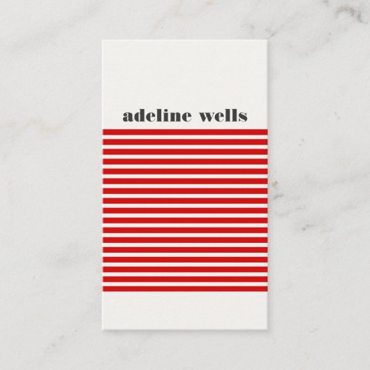 モダンレトロ赤と白ストライプの 名刺 (正面)