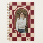 モダンレトロ赤パタ市松模様にーンArch写真 プランナー手帳 (正面)