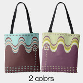 モダンレトロ赤青Groovy幾何学的フローラ トートバッグ