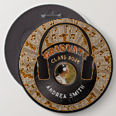 モダンレトロ音楽レコード |大学院写真 缶バッジ (正面&裏面)