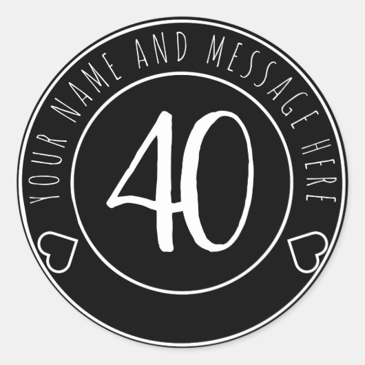 モダンレトロ40歳の誕生日シール ラウンドシール (正面)