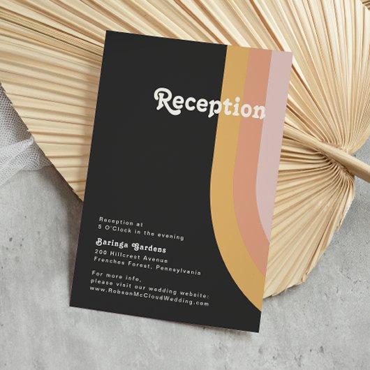 モダンレトロ70のレインボーダークウェディングレセプション エンクロージャーカード