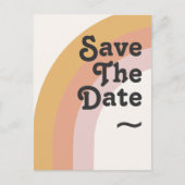 モダンレトロ70のレインボー日付を保存 インビテーションポストカード (正面)