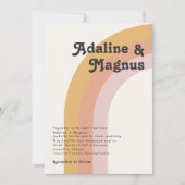 モダンレトロ70のレインボー・モノグラム・フォトズ結婚ーズ 招待状 (正面)