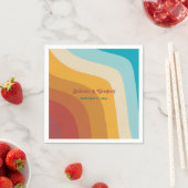 モダンレトロ70カラフルsレインボー結婚ウェーブ スタンダードカクテルナプキン (インサイチュ)