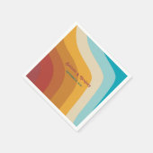 モダンレトロ70カラフルsレインボー結婚ウェーブ スタンダードカクテルナプキン (角)