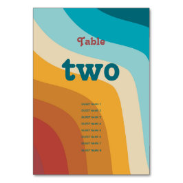 モダンレトロ70カラフルsレインボー結婚ウェーブ テーブルナンバー