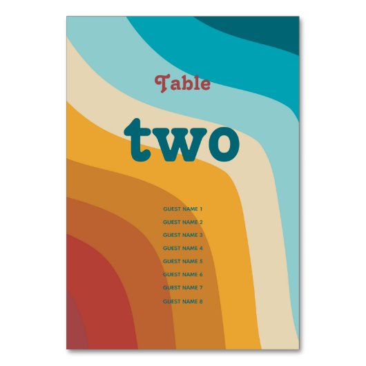 モダンレトロ70カラフルsレインボー結婚ウェーブ テーブルナンバー (正面)