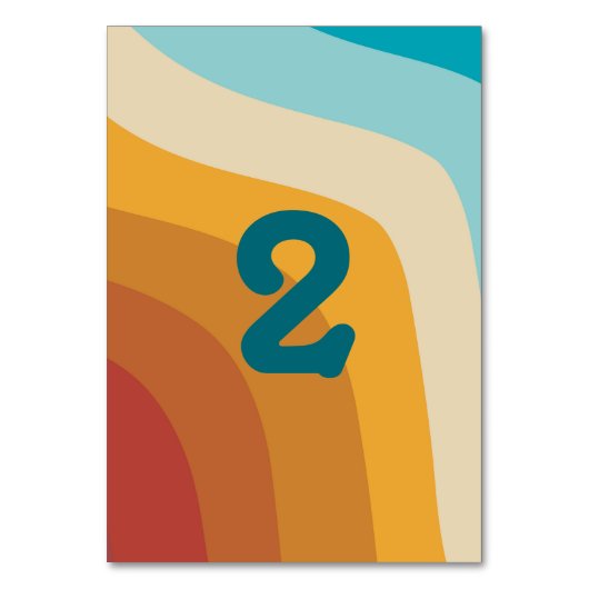 モダンレトロ70カラフルsレインボー結婚ウェーブ テーブルナンバー (正面)