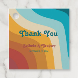 モダンレトロ70カラフルsレインボー結婚ウェーブ フェイバータグ