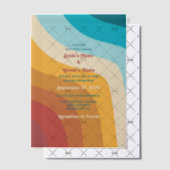 モダンレトロ70カラフルsレインボー結婚ウェーブ ベラム紙招待状 (オフセット (招待状))